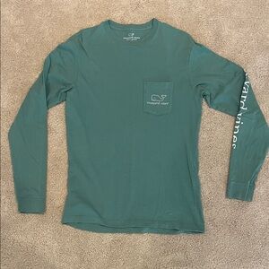 Vineyard Vines longsleeve light green pocket tee, size XS, unisex